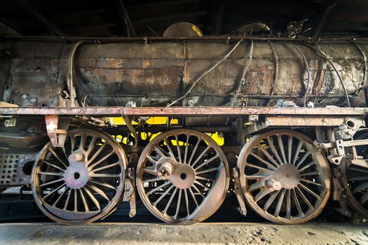 Steam locomotive in the engine house