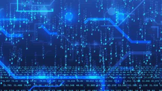 3d rendering. Abstract technology backdrop from imitation of circuit board and digital numbers. Concept of Internet business in progress.