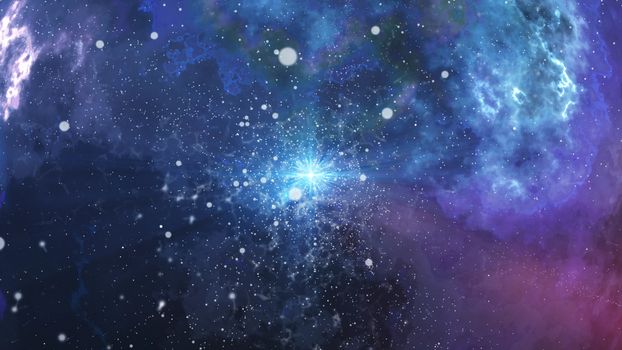 Abstract galaxy Big Bang creation. Abstract planet explosion on a beautiful nebula background. 3d rendering.