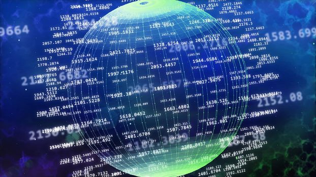 3d rendering of big data concept. Abstract sphere from digital numbers.