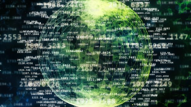 3d rendering of big data concept. Abstract sphere from digital numbers.