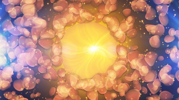 3d illustration of Abstract orange particles background