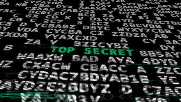 3d illustration og Green -Top Secret- between searching of abstract passwords screen