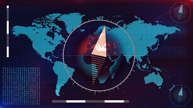 3d illustration of Map of the world scanner. 
