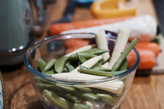 Fresh and tasty vegetables in the kitchen. Vegetarian food concept.