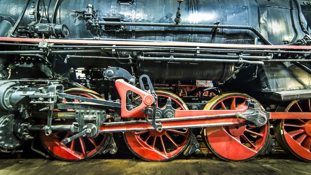 Steam locomotive in the engine house