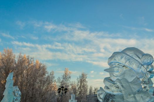 ice sculptures in the Northern city of Russia snowman