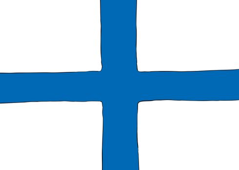Symmetrical centered version of a Nordic Cross flag reprsenting Finland