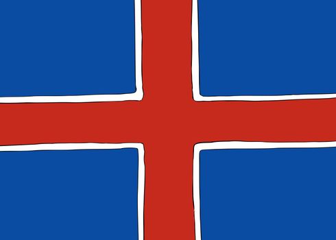 Symmetrical centered version of a Nordic Cross flag representing Iceland