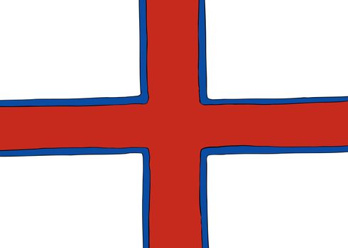 Symmetrical centered version of a Nordic Cross flag representing the Faroe Islands