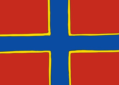 Symmetrical centered version of a Nordic Cross flag representing the Orkney Islands
