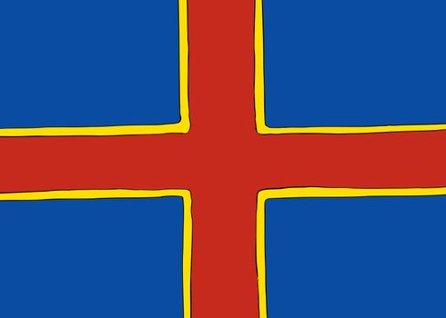 Symmetrical centered version of a Nordic Cross flag representing Ahvenanmaa