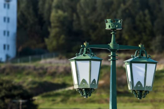 View of a typical european vintage street light.