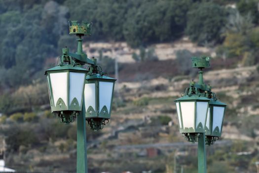 View of a typical european vintage street light.