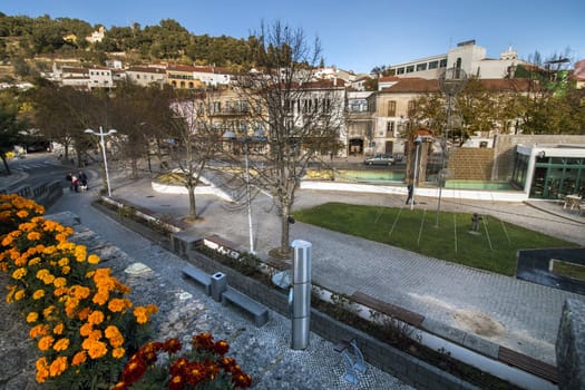 View of the main center park of Monchique village, Portugal.