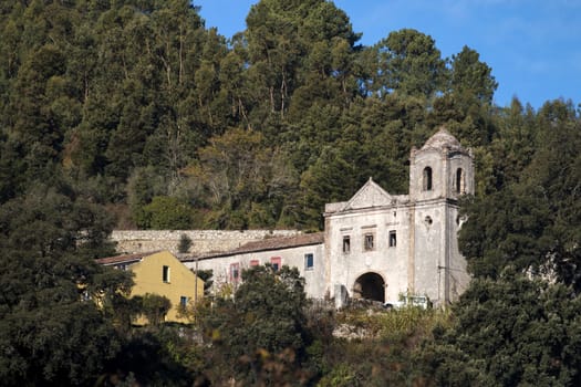Close view of the Convent Nossa Senhora do Desterro located on Monchique region, Portugal