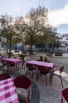 View of the main center park of Monchique village, Portugal.
