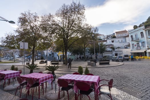 View of the main center park of Monchique village, Portugal.