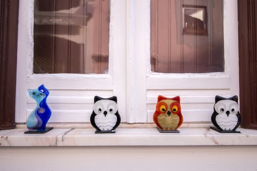 Original souvenir glass owls  from Monchique village, Portugal.