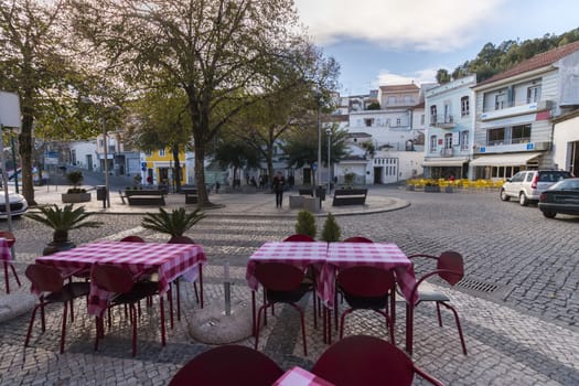 View of the main center park of Monchique village, Portugal.