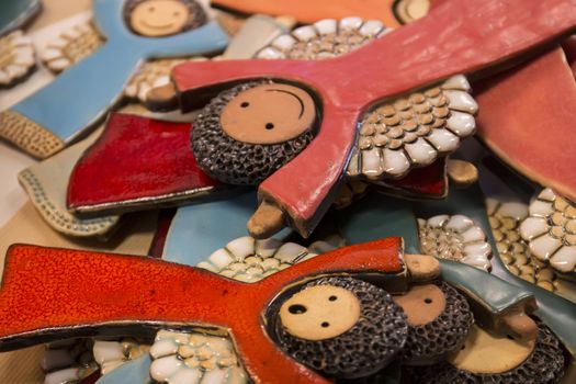 Ceramic souvenir angels from Monchique village, Portugal.