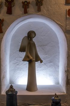 Ceramic souvenir angels from Monchique village, Portugal.