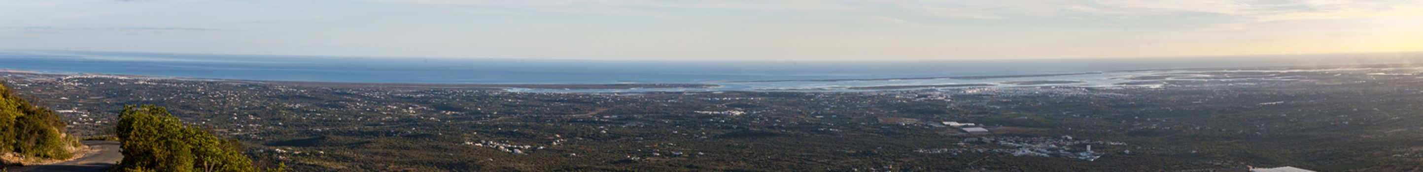 Horizon view of olhao coastline viewed from a high viewpoint.