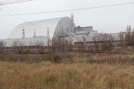 Chernobyl, Ukraine. 4 block with new sarcophagus on it in Chernobyl nuclear power plant