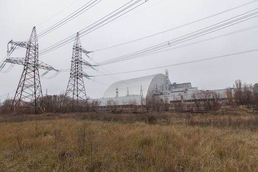 Chernobyl, Ukraine. 4 block with new sarcophagus on it in Chernobyl nuclear power plant