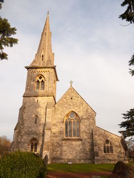 full frontal view of old stone christian english church in mistley; essex; england; uk