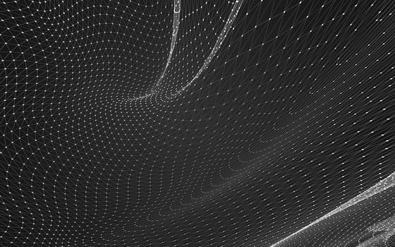 Abstract polygonal space low poly dark background with connecting dots and lines. Connection structure. 3d rendering