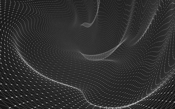 Abstract polygonal space low poly dark background with connecting dots and lines. Connection structure. 3d rendering