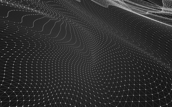 Abstract polygonal space low poly dark background with connecting dots and lines. Connection structure. 3d rendering