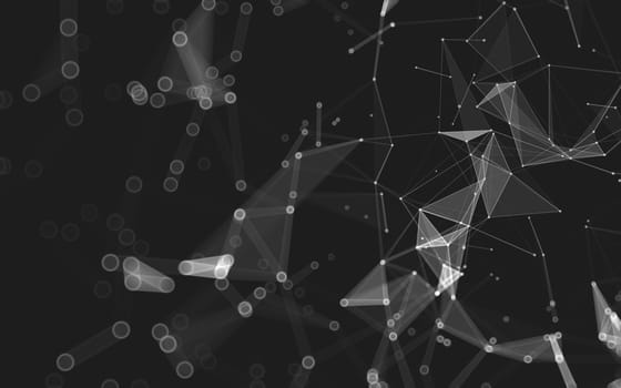 Abstract polygonal space low poly dark background with connecting dots and lines. Connection structure. 3d rendering