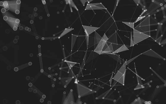 Abstract polygonal space low poly dark background with connecting dots and lines. Connection structure. 3d rendering