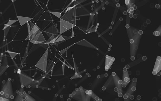 Abstract polygonal space low poly dark background with connecting dots and lines. Connection structure. 3d rendering