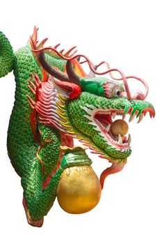 Chinese dragon statue isolated on white background.