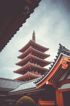 Pagoda in Senso-ji Kannon temple, Tokyo, Japan