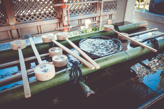 Purification fountain at a Shrine in Tokyo, Japan