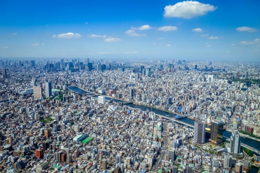 Tokyo city skyline panorama aerial view, Japan