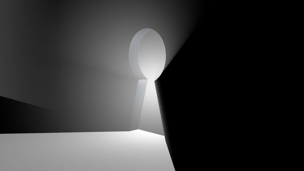 Abstract background with keyhole. Digital illustration. 3d rendering