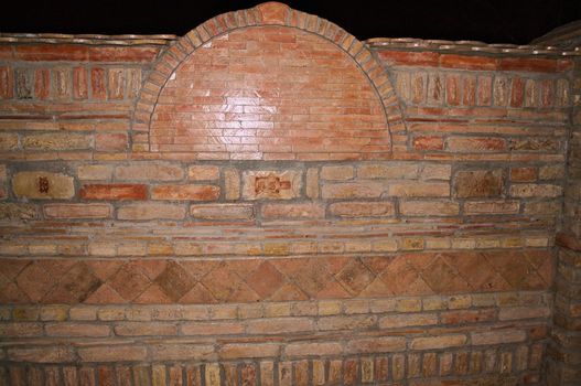 Retro brick wall in dark