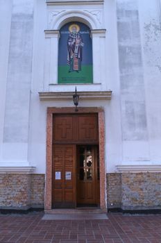 Church entrance in Kac, Serbia