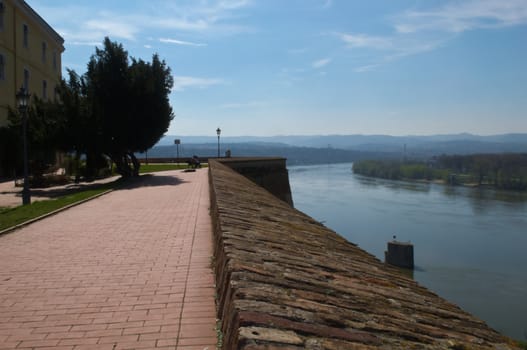 View on Danube from Petrovaradin fortress, Novi Sad, Serbia