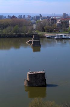 Old bridge pillars on Danube, Novi Sad, Serbia