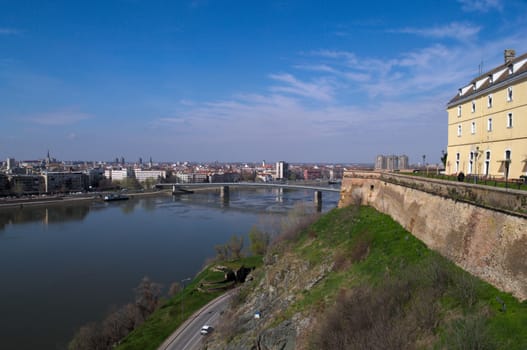 View on Danube, Novi Sad, and Petrovaradin fortress