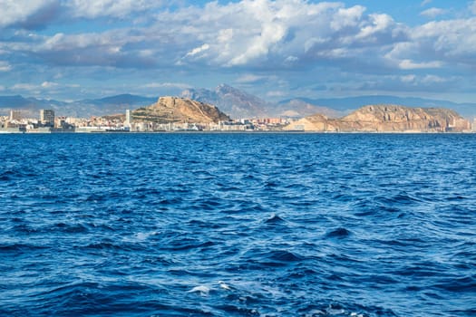 Dramatic cloudy sky view  on spanish coast in Mediterranean sea