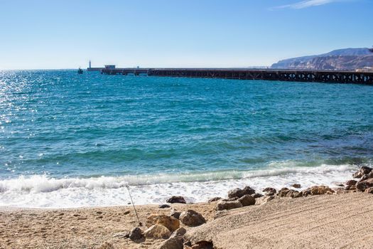 Mediterranean coastal sea view in Spain on sunny day