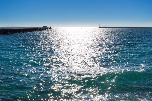 Mediterranean coastal sea view in Spain on sunny day