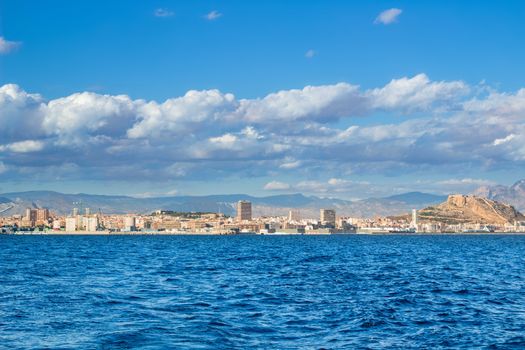 Dramatic cloudy sky view  on spanish coast in Mediterranean sea